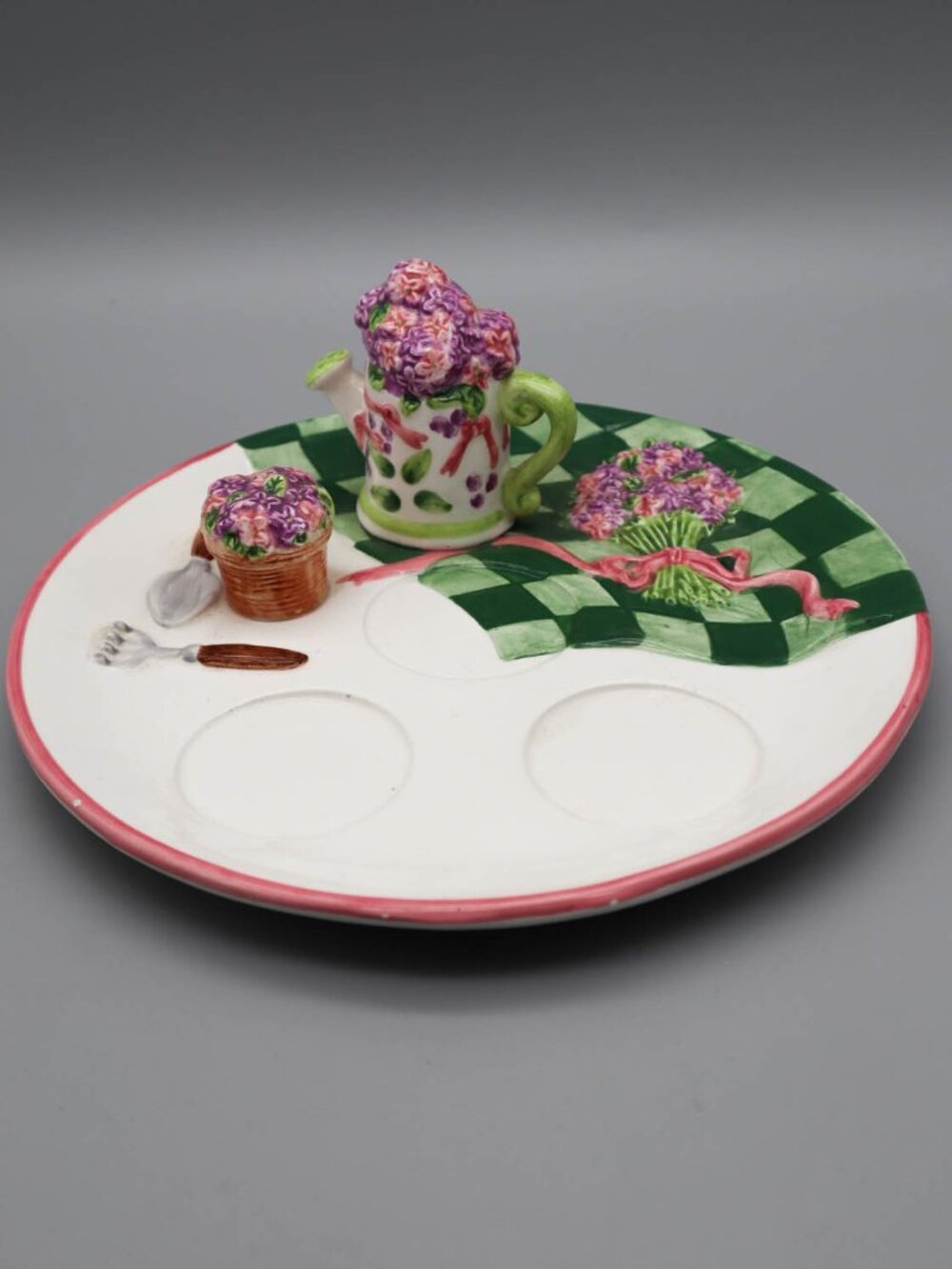 Vintage PartyLite Lilac Meadow Ceramic Tealight Candle Holder Plate Cottagecore